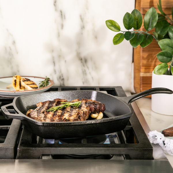 10.5 Inch Square Cast Iron Grill Pan - Image 2