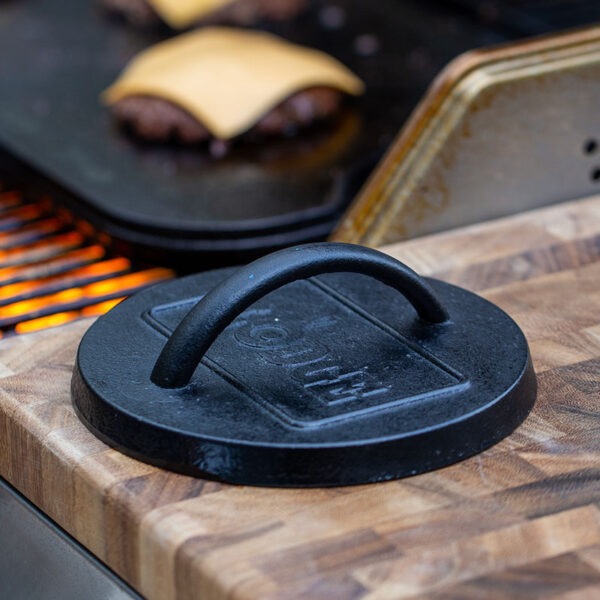 6.25 Inch Seasoned Cast Iron Burger Press - Image 3