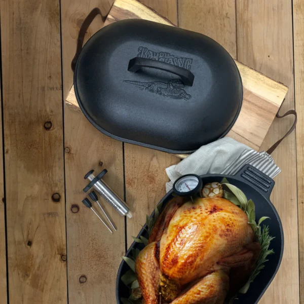 12-qt Cast Iron Oval Roaster with Lid - Image 4